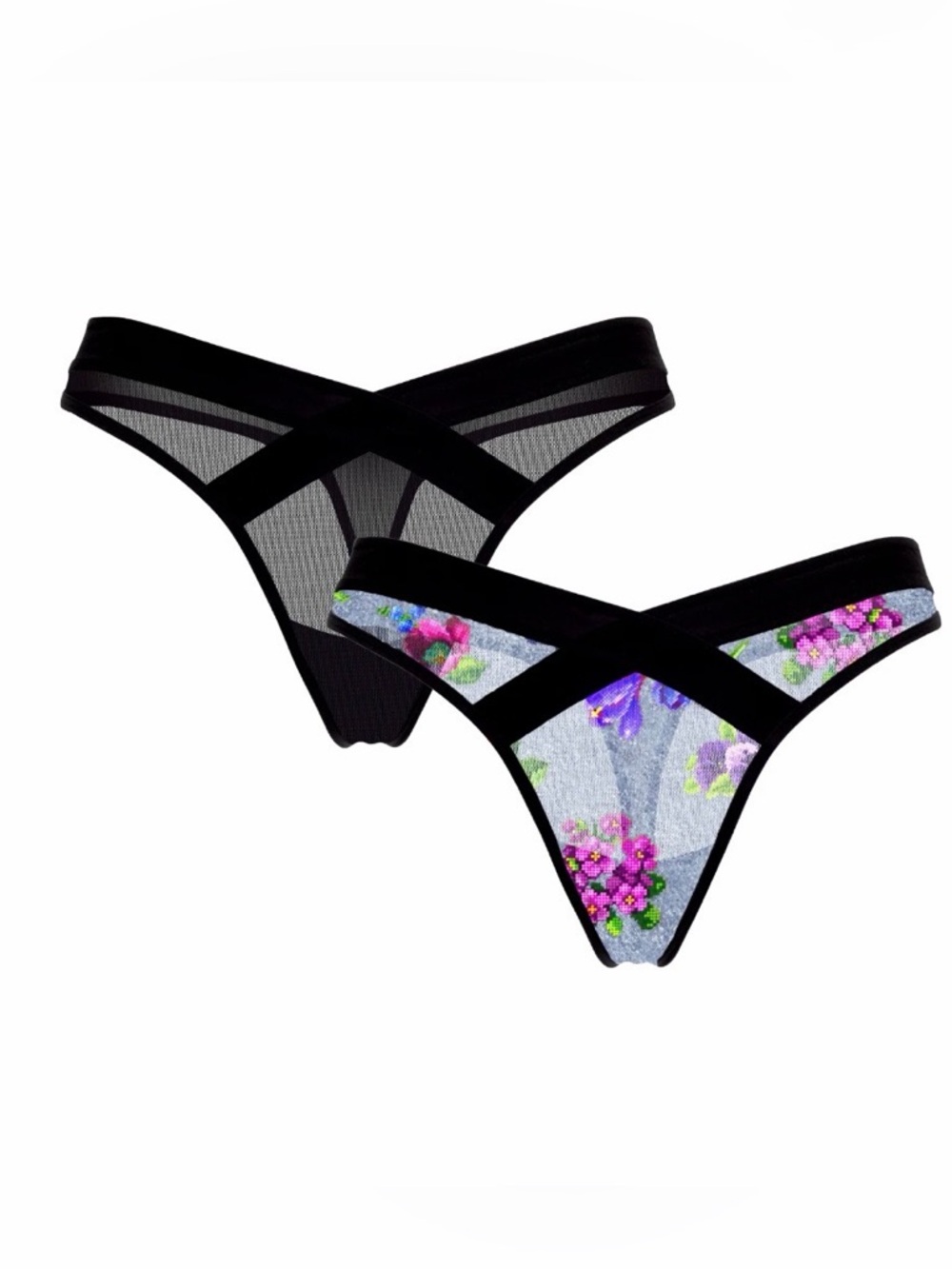 💜Parade Mesh Strappy Thong Underwear, 2-Pack, Size:3XL